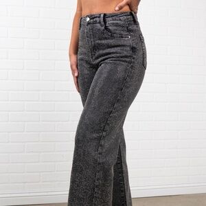 Angel straight leg light wash high waisted denim/ Charcoal